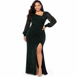 Betsy & Adam Formal Evening Gown Womens 22W Green Wedding Cocktail Party Dress
